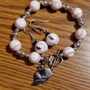 Chicago White Sox bracelet and earring set.